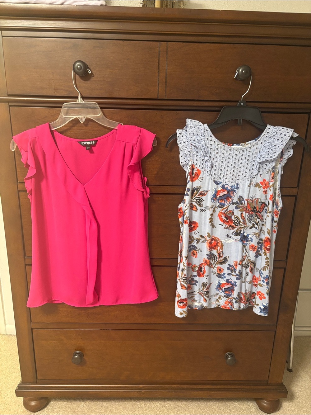 Express Hot Pink Ruffle Sleeve V-Neck Camisole